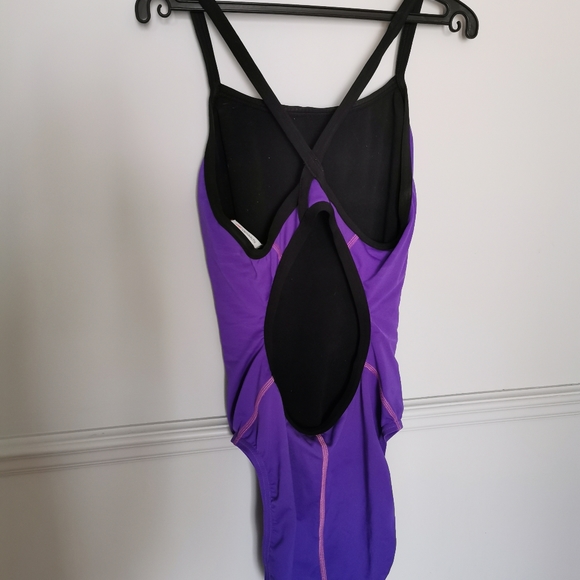 SPEEDO Purple Racer Back Polyester Bathing Suit - Picture 2 of 2